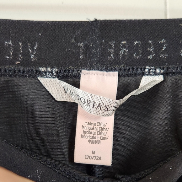Victoria Secret Black Velvet Leggings Shooting Stars Glitter Pants Size Medium - Picture 8 of 9